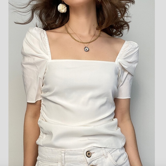 Frame Denim White Puff Sleeve Blouse - Picture 4 of 11